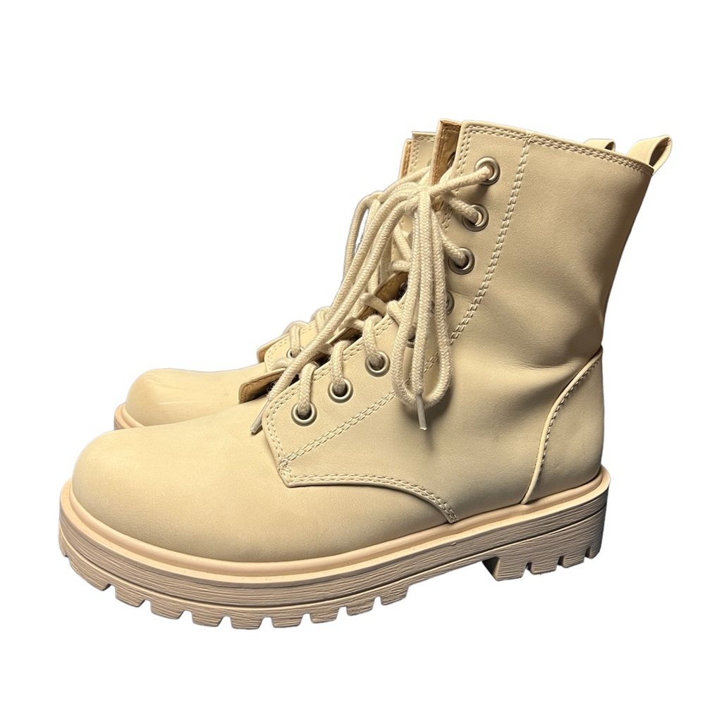 Soda cream lace up platform combat boots